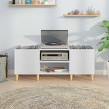 Record Cabinet White 121x38x48 cm Engineered Wood 831925