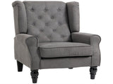 Retro Accent Chair, Linen Wingback Armchair with Wood Frame Button Tufted Design for Living Room T3398P343491