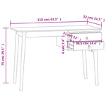 ZNTS Desk with 2 Drawers 110x52x75 cm Solid Wood Teak 340738