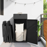 Garden Storage Cabinet Black 55x55x111 cm Poly Rattan 365559