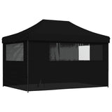 Foldable Party Tent Pop-Up with 4 Sidewalls Black 4005030
