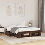 ZNTS Bed Frame without Mattress Brown Oak 120x190 cm Small Double Engineered Wood 3295519