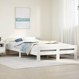 Bed Frame without Mattress White 135x190 cm Double Solid Wood Pine 855488