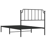 Metal Bed Frame without Mattress with Headboard Black 107x203cm 373883