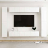 10 Piece TV Cabinet Set White Engineered Wood 3078665