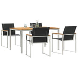 Garden Dining Set 5 pcs Solid Acacia Wood and Stainless Steel 3334815