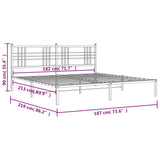Metal Bed Frame without Mattress with Headboard Black 183x213cm 376329