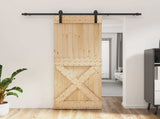 Sliding Door Natural and Black 80 x 210 cm Solid Pine Wood 3444924