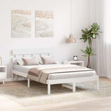 Bed Frame with Headboard White 135 x 190 cm Solid Pine wood 872174