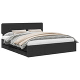 Bed Frame with Drawer Black 200 x 200 cm Engineered Wood 3412151