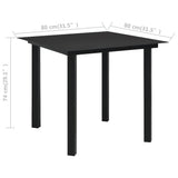 Garden Dining Table Black 80x80x74 cm Steel and Glass 312161