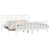 Bed Frame without Mattress White 200x200 cm Solid Wood Pine 3191992
