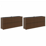 ZNTS Garden Planters with 2 Pots 2 pcs Brown 90x20x40 cm Poly Rattan 3210514