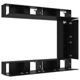 TV Cabinet Set Wall-mounted 5 pcs Black Oak Engineered Wood 3332529