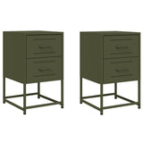 ZNTS Bedside Cabinets 2 pcs Olive Green 36x39x60.5 cm Steel 846467