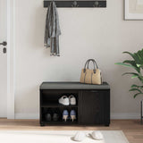 Hall Bench Black Oak 80 x 38 x 46 cm Engineered Wood and Fabric 891505