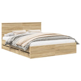 Bed Frame with Drawer Sonoma Oak 160 x 200 cm Engineer Wood 3410688