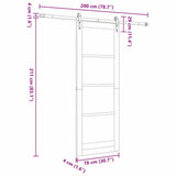 Sliding Door Natural and Black 78 x 211 cm 3332385