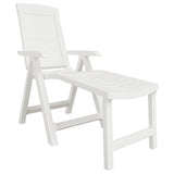 Sun Lounger White Plastic Standard Sun Lounger Size Foldable 364705