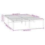 Metal Bed Frame without Mattress Black 140x190cm 350846