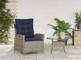 Reclining Garden Chair with Cushions Grey Poly Rattan 365263