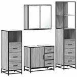 ZNTS 4 Piece Bathroom Furniture Set Grey Sonoma Engineered Wood 3301258