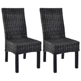 Dining Chairs 2 pcs Black Kubu Rattan and Mahogany Wood 246656