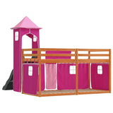 Bunk Bed without Mattress with Slide and Curtains Pink 90x200 cm 3284196