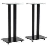 Speaker Stands 2 pcs Tempered Glass 2 Pillars Design Black 50673
