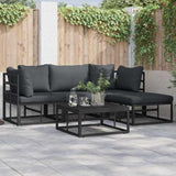 Garden Sofa Set with Cushion 4 pcs Black Aluminium 3378860