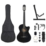 70139 12 Piece Western Guitar Set with Equalizer and 6 Strings Black