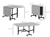 Mobile Drop Leaf Table, Folding Dining Table with 6 Wheels & Brakes, Kitchen Table for Small Spaces, T3398P342434