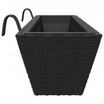 ZNTS Planters with hooks 2 pcs Black Poly Rattan 366404