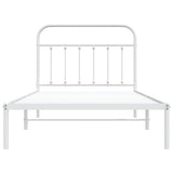 Bed Frame White Steel Single Bed Frame Rectangular Industrial 352623