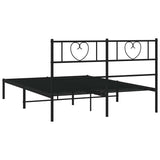 Metal Bed Frame without Mattress with Headboard Black 150x200cm 355465