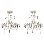 Crystal Pendant Ceiling Lamp Chandeliers 2 pcs Elegant White 278738
