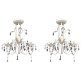 Crystal Pendant Ceiling Lamp Chandeliers 2 pcs Elegant White 278738