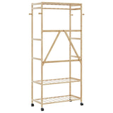 ZNTS Clothes Rack with Shelves and Wheels 90x40x179.5 cm Bamboo 4008921