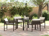 Garden Dining Set 5 pcs Brown Poly Rattan 3380753