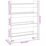 Narrow Storage Trolley 4 Tier Black Engineered Wood 855260