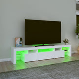 TV Cabinet with LED Lights White 200x36.5x40 cm 3152810