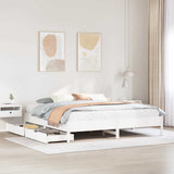 Bed Frame without Mattress White 200x200 cm Solid Wood Pine 3301699