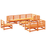 9 Piece Garden Sofa Set Wax Brown Solid Wood Pine 3299509