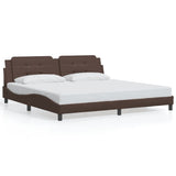 Bed Frame with LED without Mattress "Zadar" Brown 200x200 cm 3214133