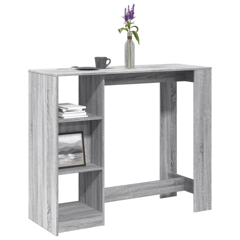 ZNTS Bar Table with Shelf Grey Sonoma 124x46x103.5 cm Engineered Wood 854396