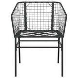 7 Piece Garden Dining Set Black Poly Rattan Glass 3334489
