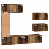 TV Cabinet Set Wall-mounted 6 pcs Old Wood Engineered Wood 3393246