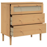 Drawer Cabinet SENJA Rattan Look Brown 80x40x80 cm Solid Wood Pine 358022