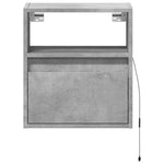 ZNTS Wall-mounted Bedside Cabinet with LED Lights Concrete Grey 3307981