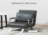 4-in-1 Faux Suede Chair Bed - Grey T3398P344817